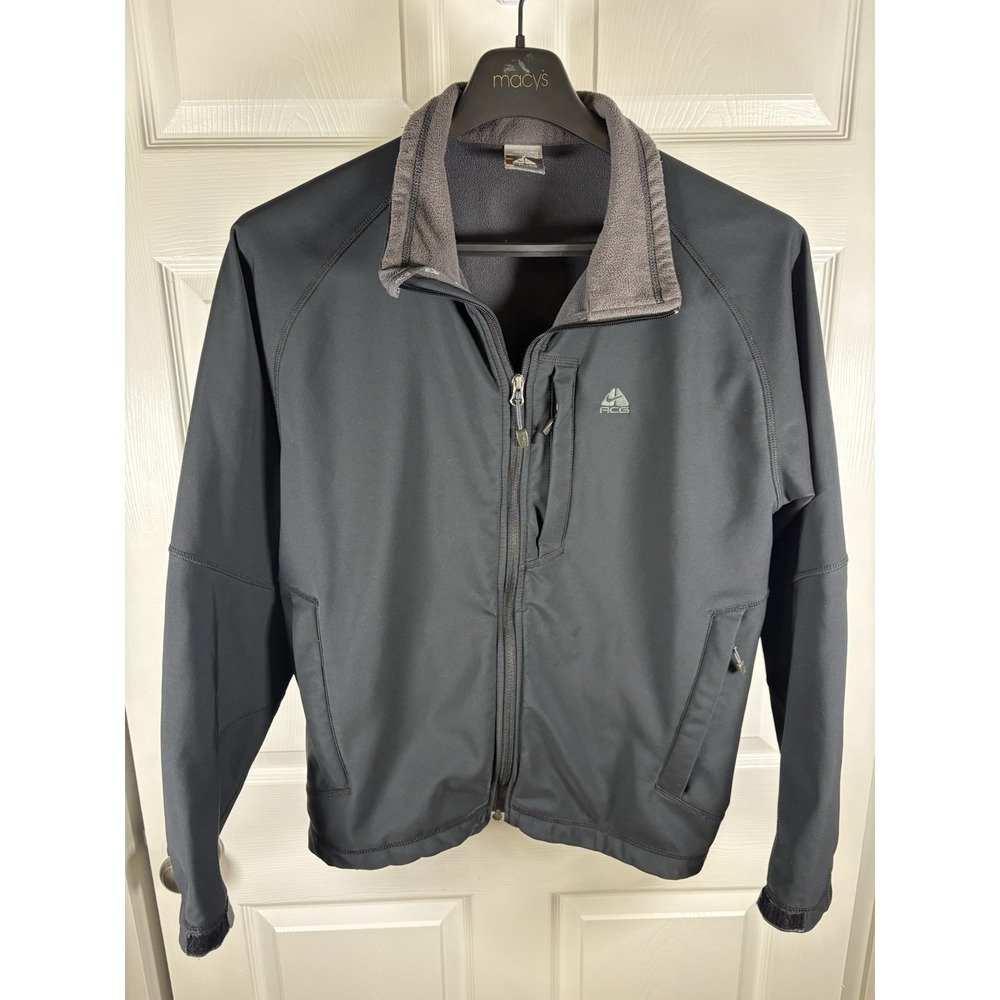 Vintage Nike ACG Softshell Jacket Mens L Black Fleece Lined Full Zip Gorpcore